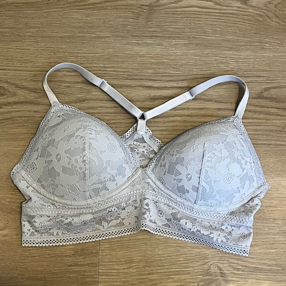 Gray Lace Victoria Secret Bralette Size Large